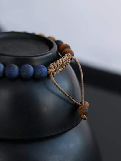 Lapis Lazuli with Tigers eye men beaded bracelet