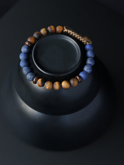 Lapis Lazuli with Tigers eye men beaded bracelet