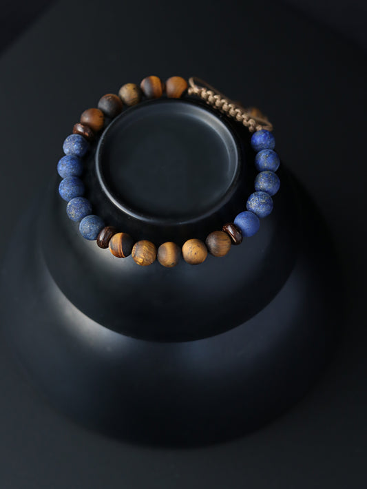 Lapis Lazuli with Tigers eye men beaded bracelet