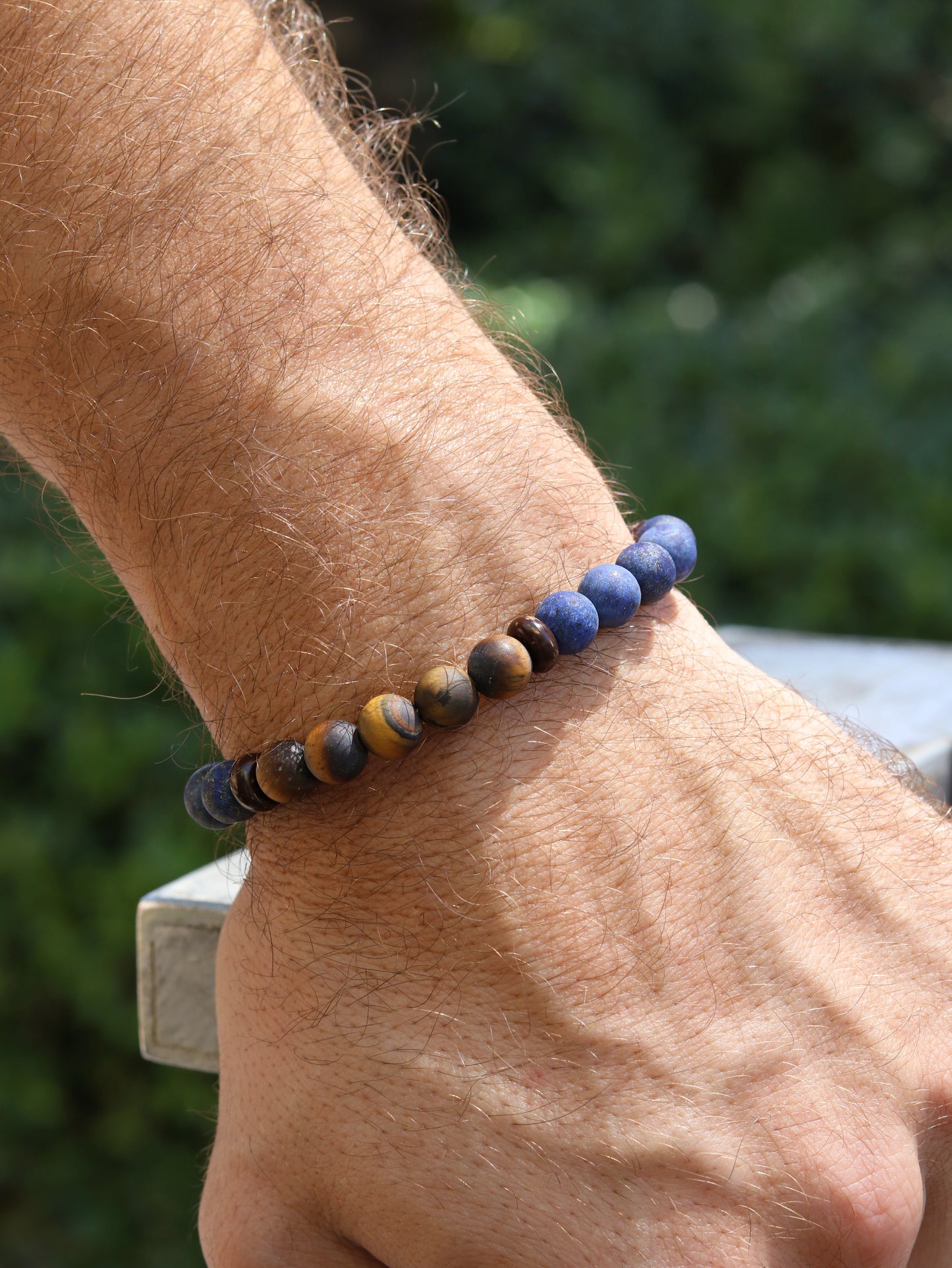 Lapis Lazuli with Tigers eye men beaded bracelet