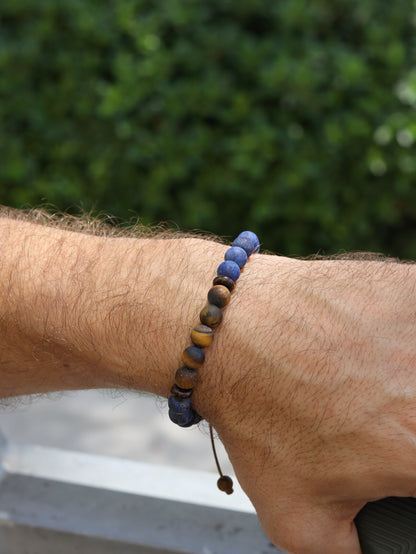 Lapis Lazuli with Tigers eye men beaded bracelet