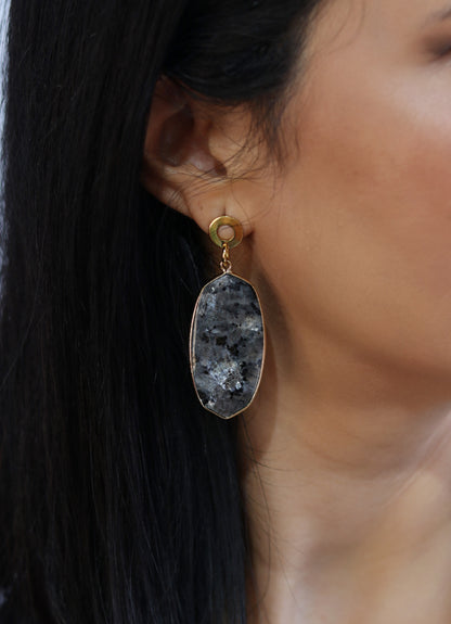 Larvikite Labradorite Drop Earrings
