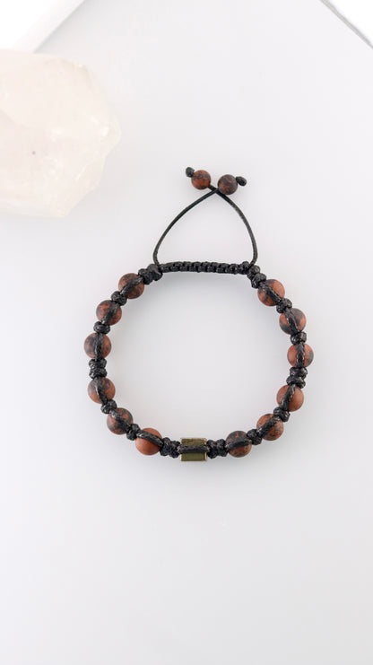 Mahogany Obsidian Macrame Bracelet for Men