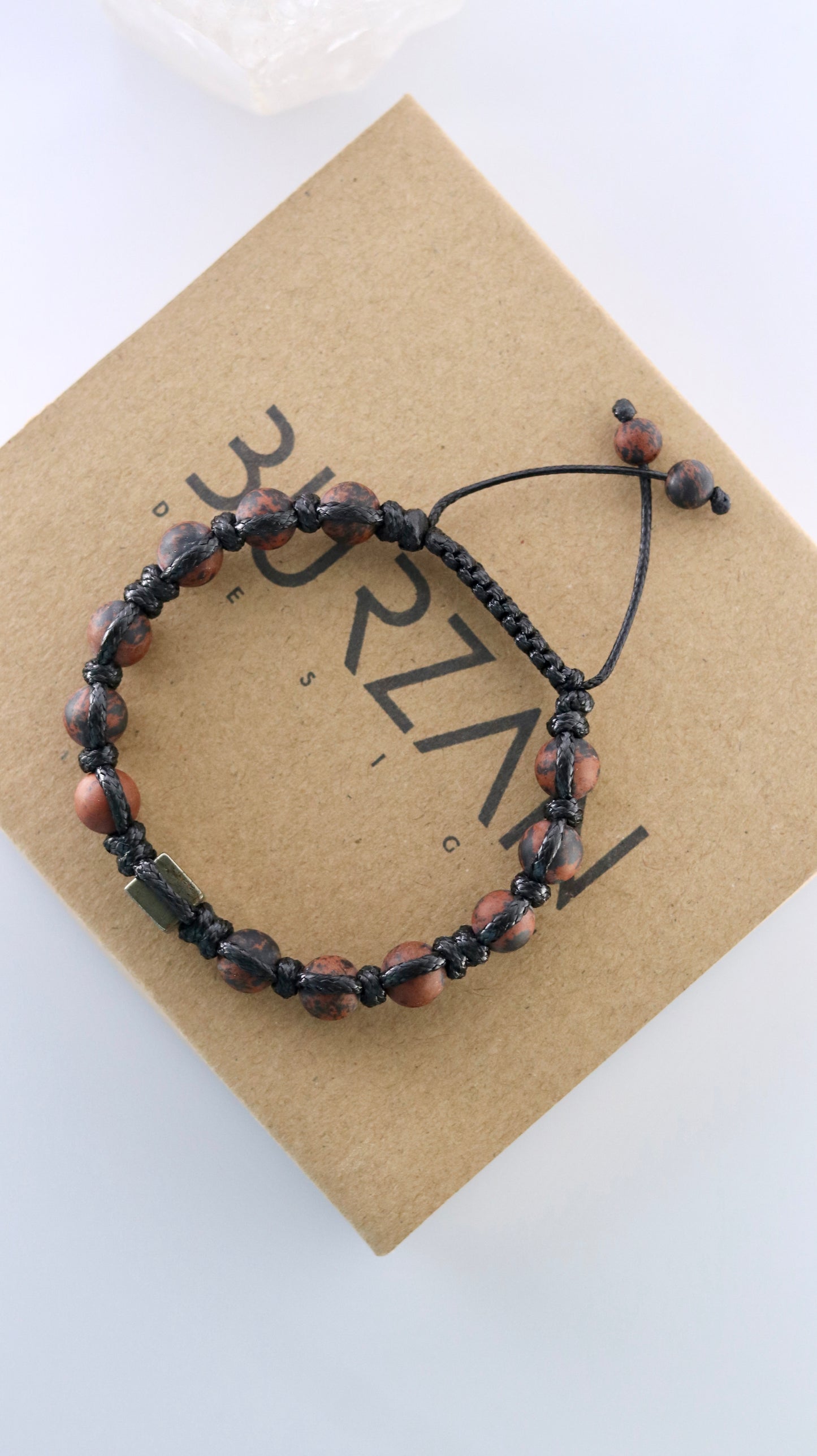 Mahogany Obsidian Macrame Bracelet for Men