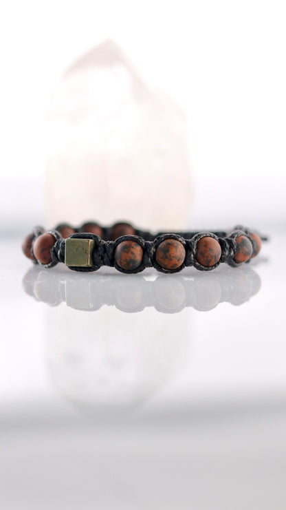 Mahogany Obsidian Macrame Bracelet for Men