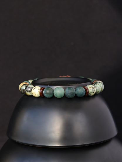 Moss Agate African Turquoise Men's Bracelet