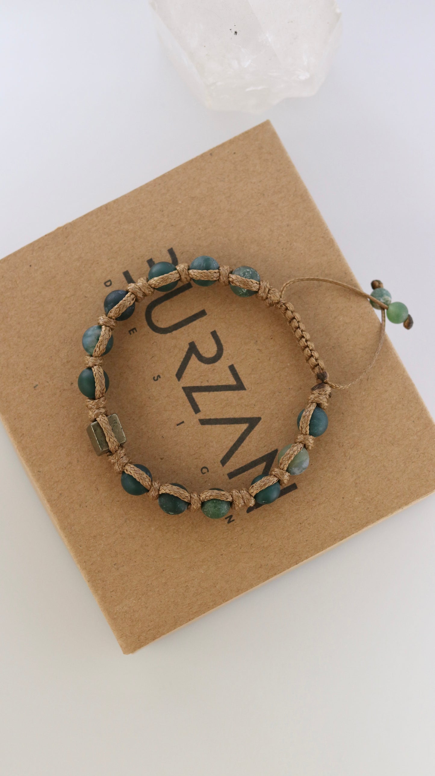 Men’s Moss Agate & Pyrite Macrame Bracelet