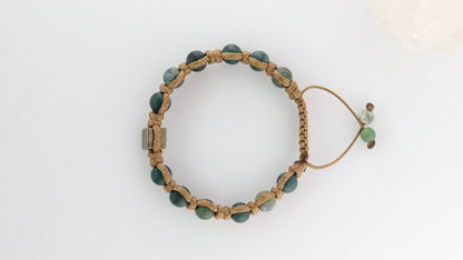 Men’s Moss Agate & Pyrite Macrame Bracelet