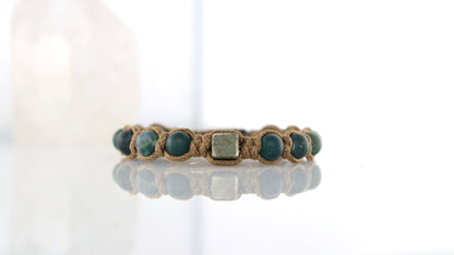 Men’s Moss Agate & Pyrite Macrame Bracelet