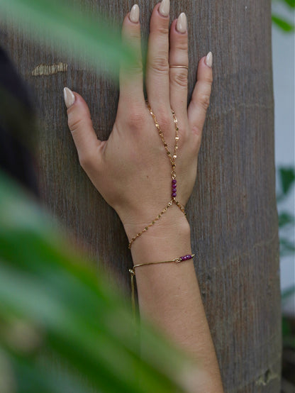 Genuine Ruby Hand Chain Bracelet