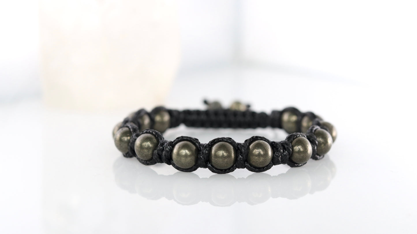 Men’s Pyrite Macrame Bracelet