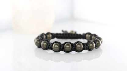 Men’s Pyrite Macrame Bracelet