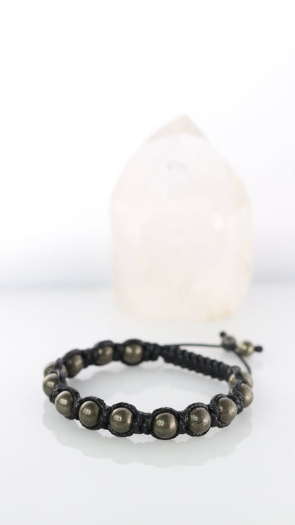Men’s Pyrite Macrame Bracelet