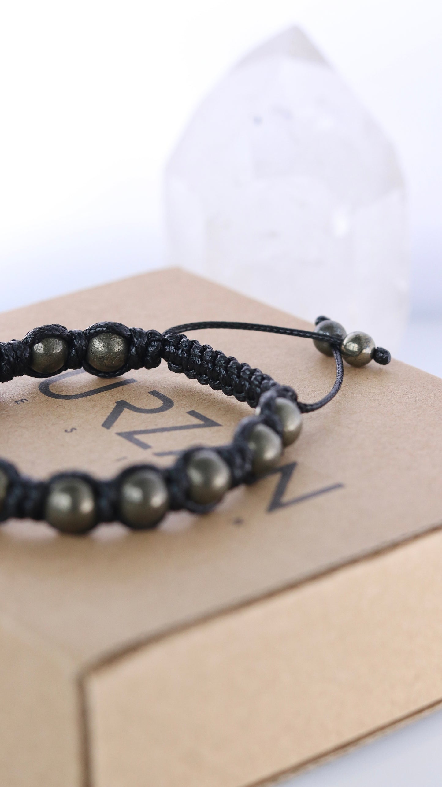 Men’s Pyrite Macrame Bracelet