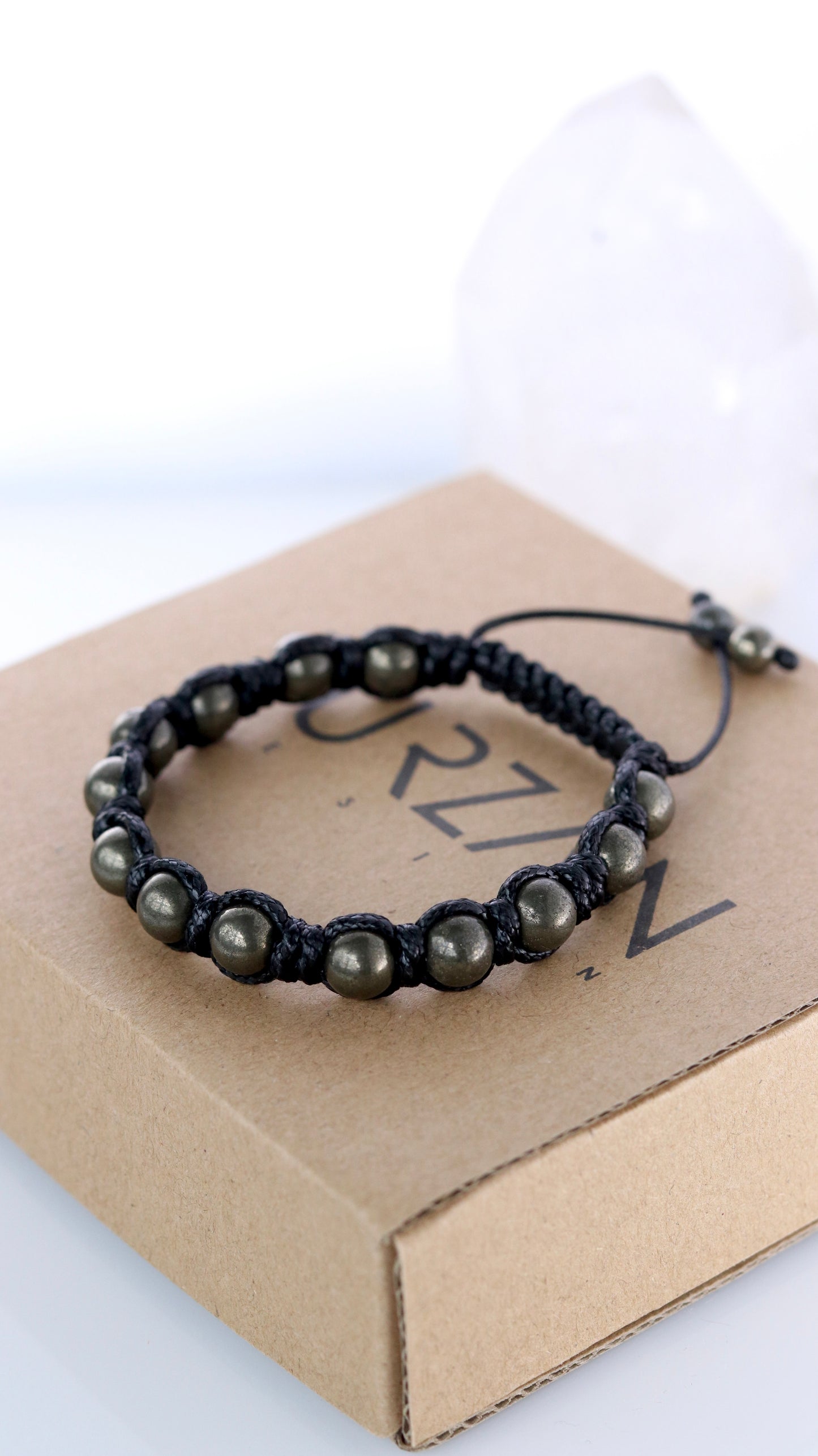 Men’s Pyrite Macrame Bracelet