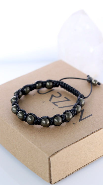Men’s Pyrite Macrame Bracelet