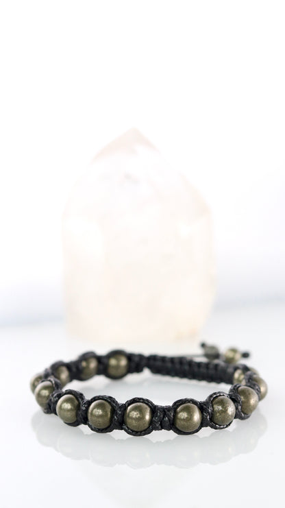 Men’s Pyrite Macrame Bracelet