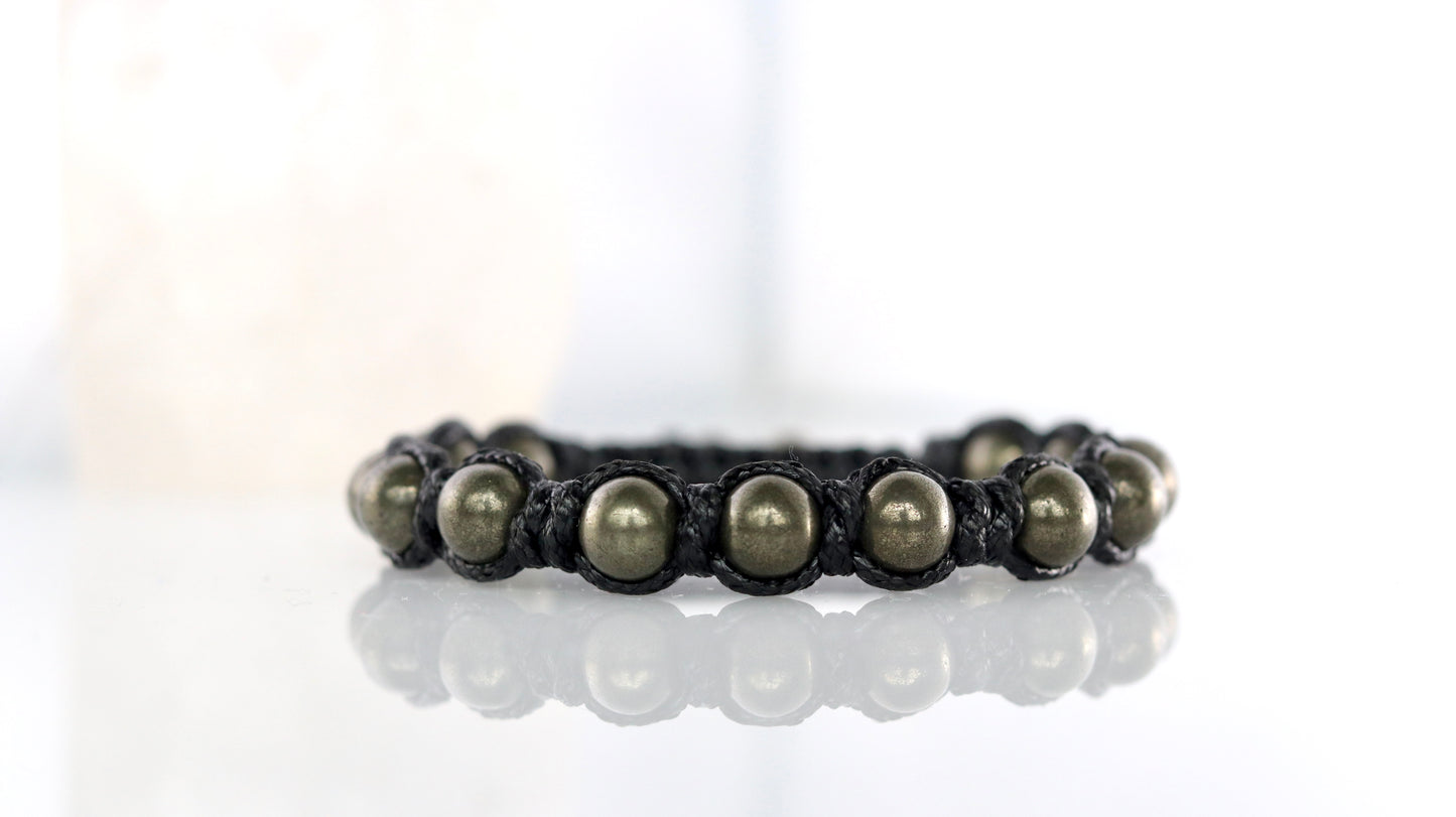 Men’s Pyrite Macrame Bracelet