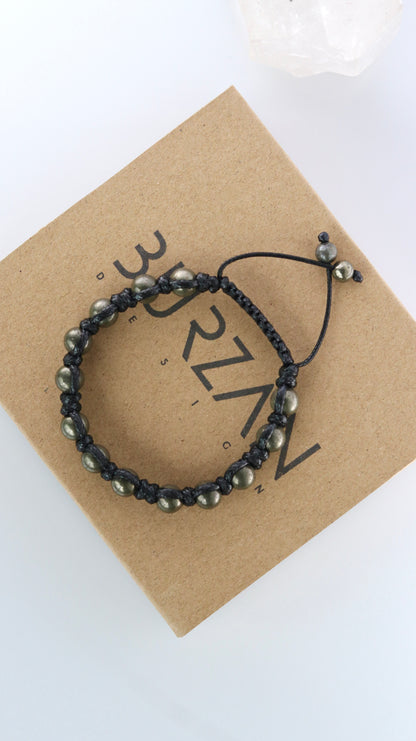 Men’s Pyrite Macrame Bracelet
