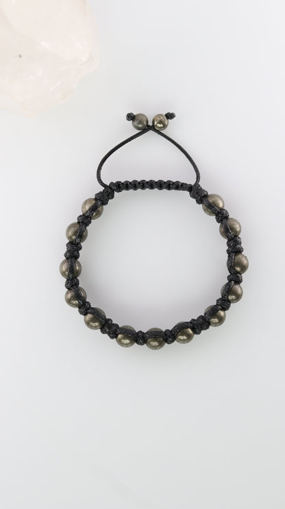 Men’s Pyrite Macrame Bracelet