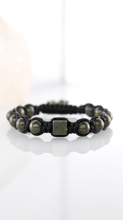 Men’s Pyrite Macrame Bracelet