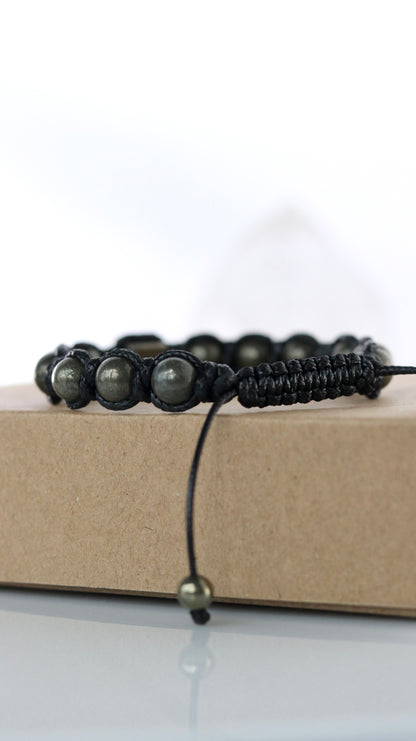 Men’s Pyrite Macrame Bracelet