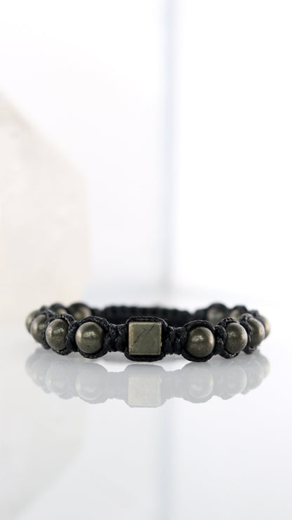 Men’s Pyrite Macrame Bracelet