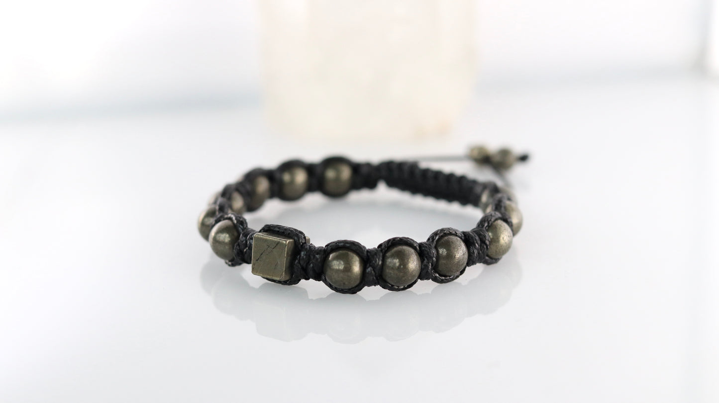 Men’s Pyrite Macrame Bracelet