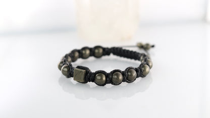 Men’s Pyrite Macrame Bracelet