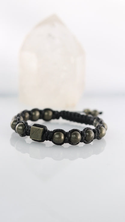 Men’s Pyrite Macrame Bracelet