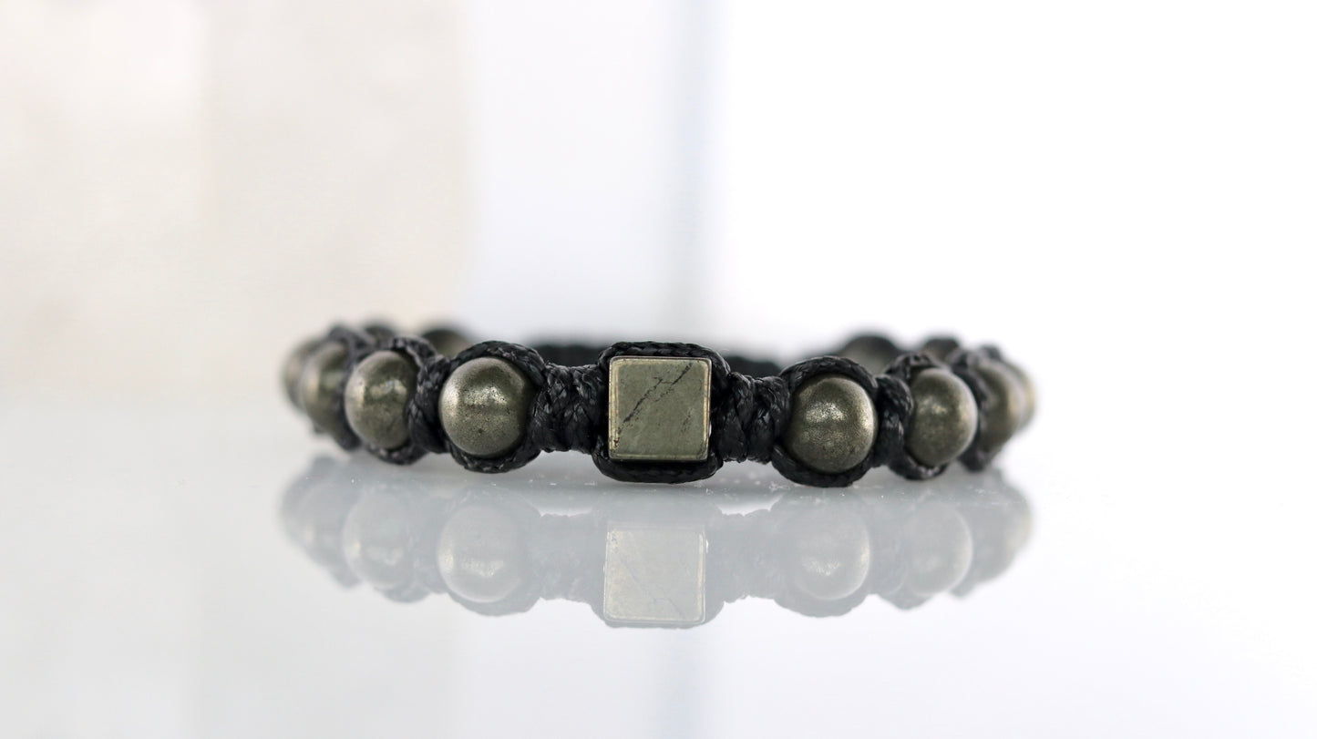 Men’s Pyrite Macrame Bracelet