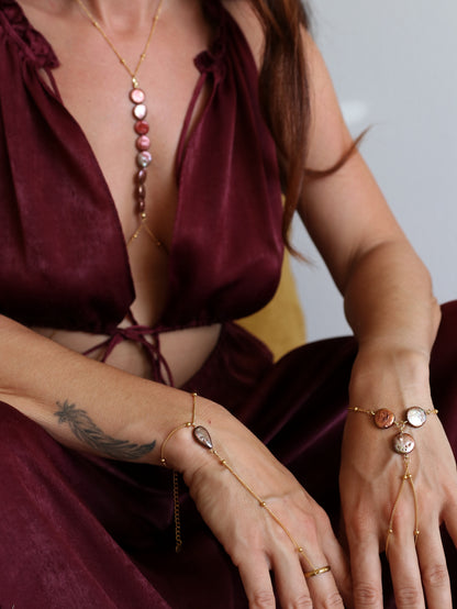 Rocio Teardrop Pearl Hand Chain Bracelet