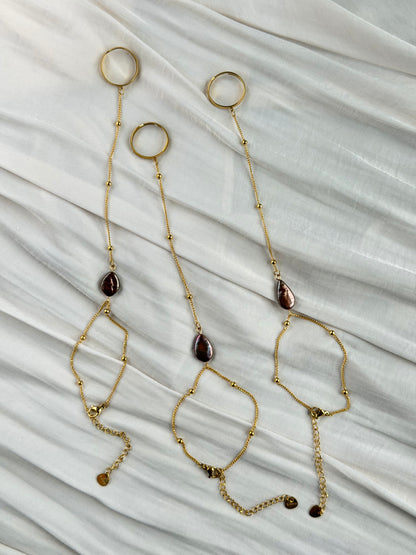 Rocio Teardrop Pearl Hand Chain Bracelet