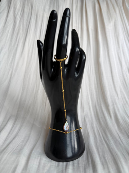Rocio Teardrop Pearl Hand Chain Bracelet