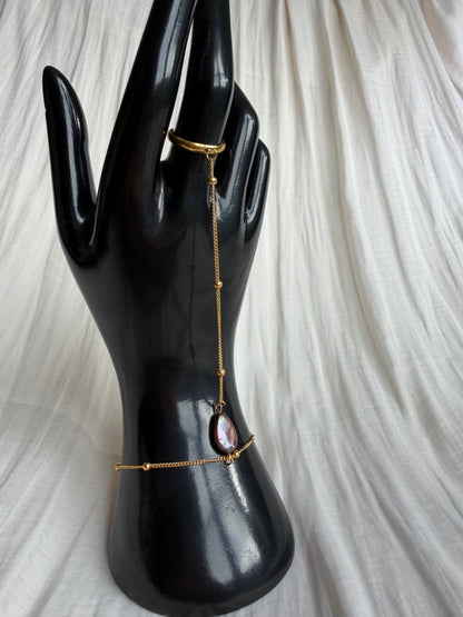 Rocio Teardrop Pearl Hand Chain Bracelet