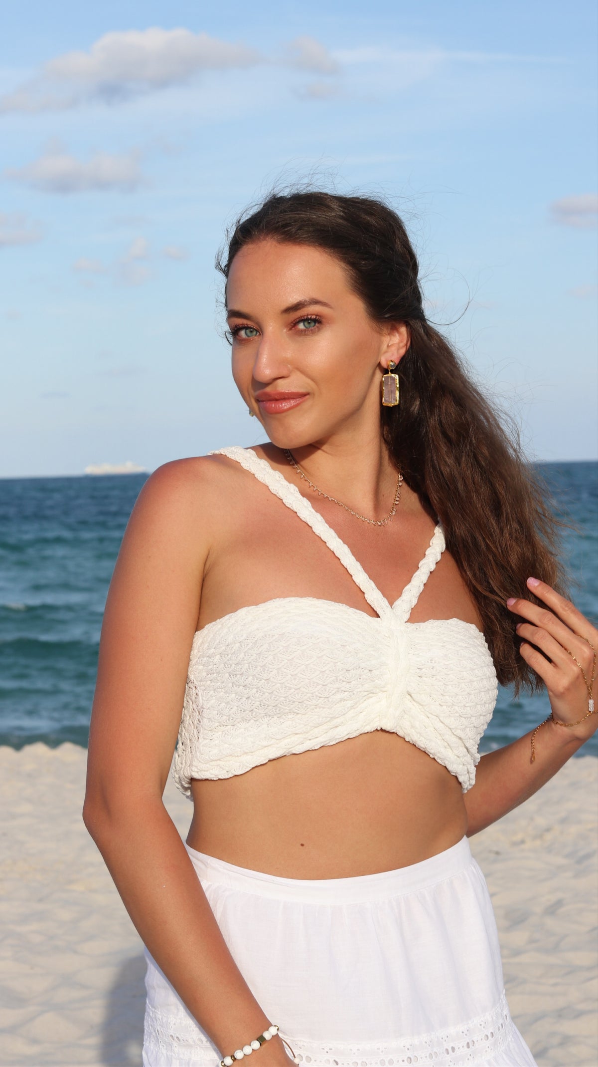 Rose Quartz Rectangular Drop Earrings