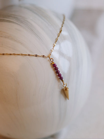 Genuine Ruby Y Lariat Necklace