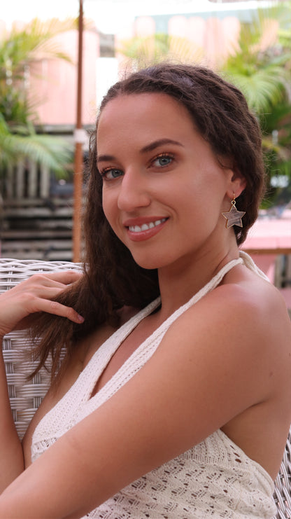 Rose Quartz Star Drop Earrings