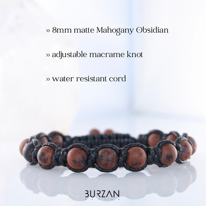 Mahogany Obsidian Macrame Bracelet for Men