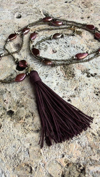 Raíz Necklace | Long Pearl Tassel Necklace