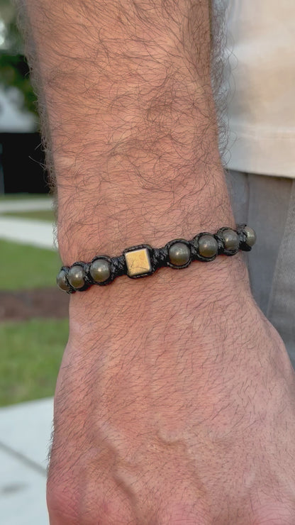 Men’s Pyrite Macrame Bracelet