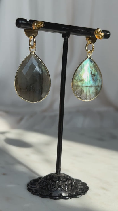 Flashy Labradorite Teardrop Earrings