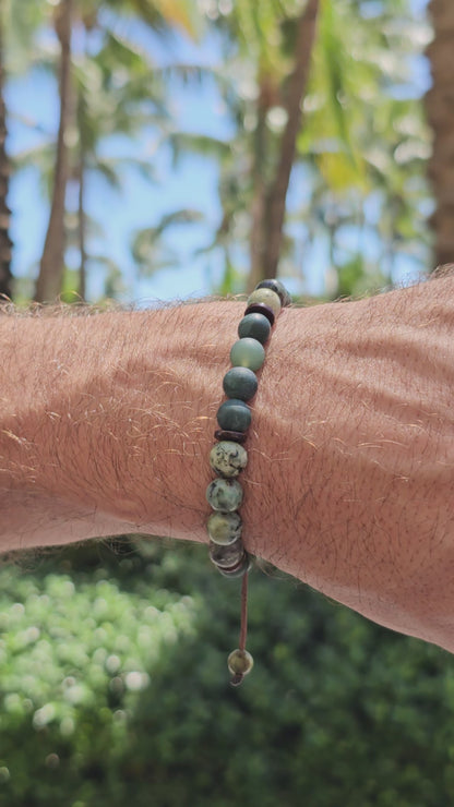 Moss Agate African Turquoise Men's Bracelet