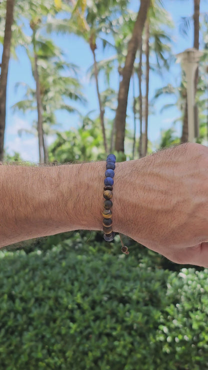 Lapis Lazuli with Tigers eye men beaded bracelet