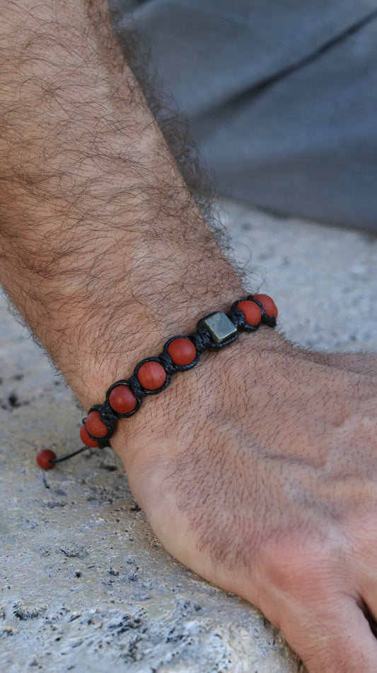 Red Jasper Pyrite Bracelet for Men High Quality Natural Protection Gemstone Spiritual Healing Energy Stone Soulmate Anniversary Gift for Him