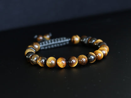 Polished Tiger Eye Men’s Beaded Bracelet