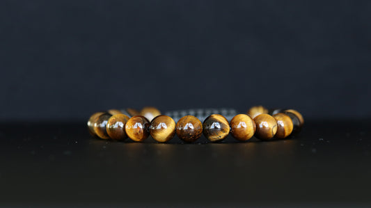 Polished Tiger Eye Men’s Beaded Bracelet