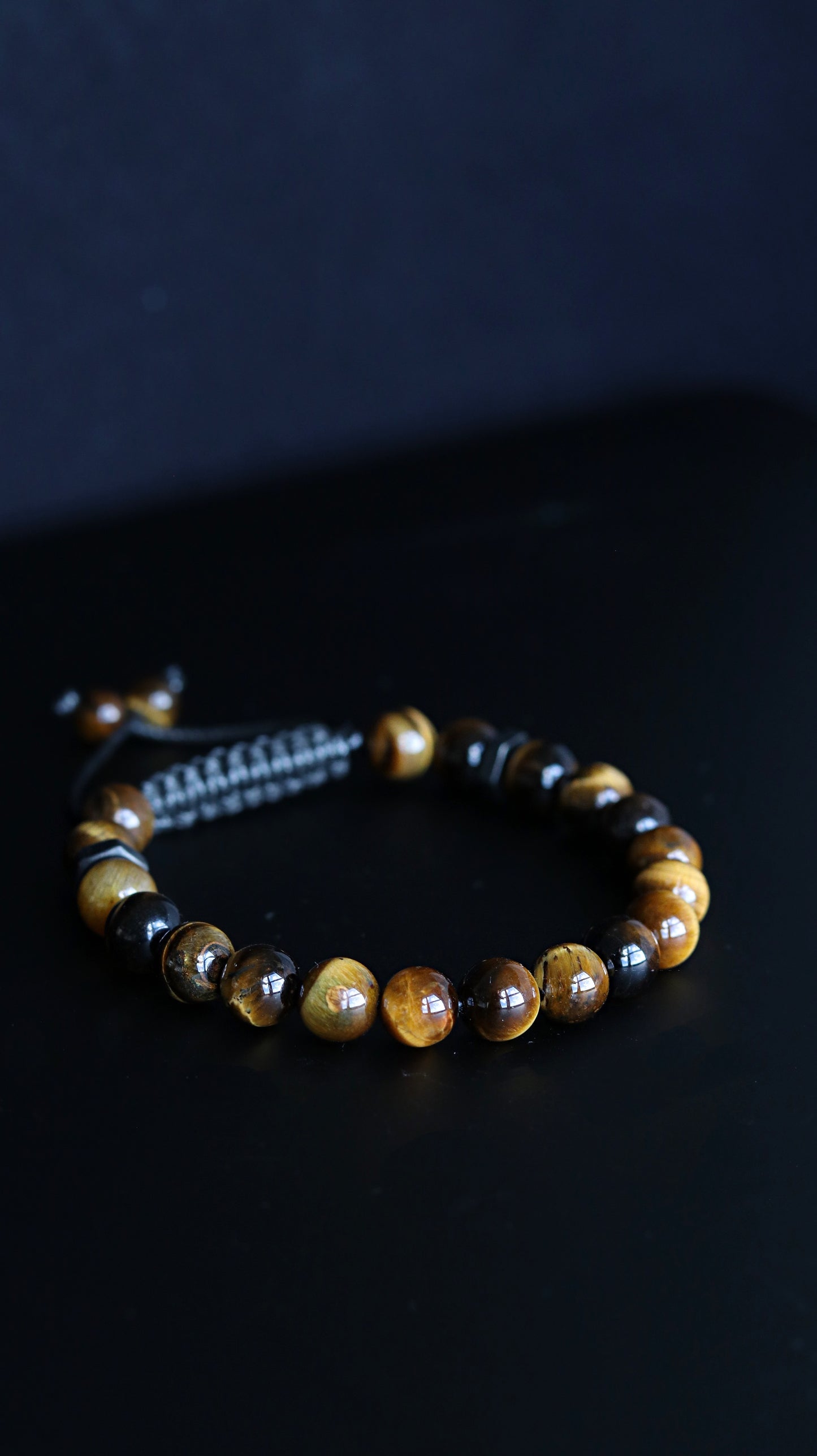 Polished Tiger Eye Men’s Beaded Bracelet