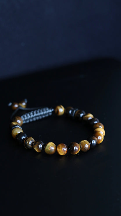 Polished Tiger Eye Men’s Beaded Bracelet