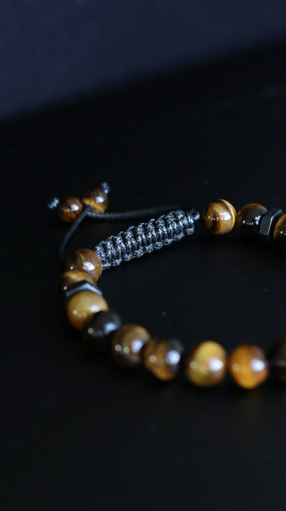 Polished Tiger Eye Men’s Beaded Bracelet